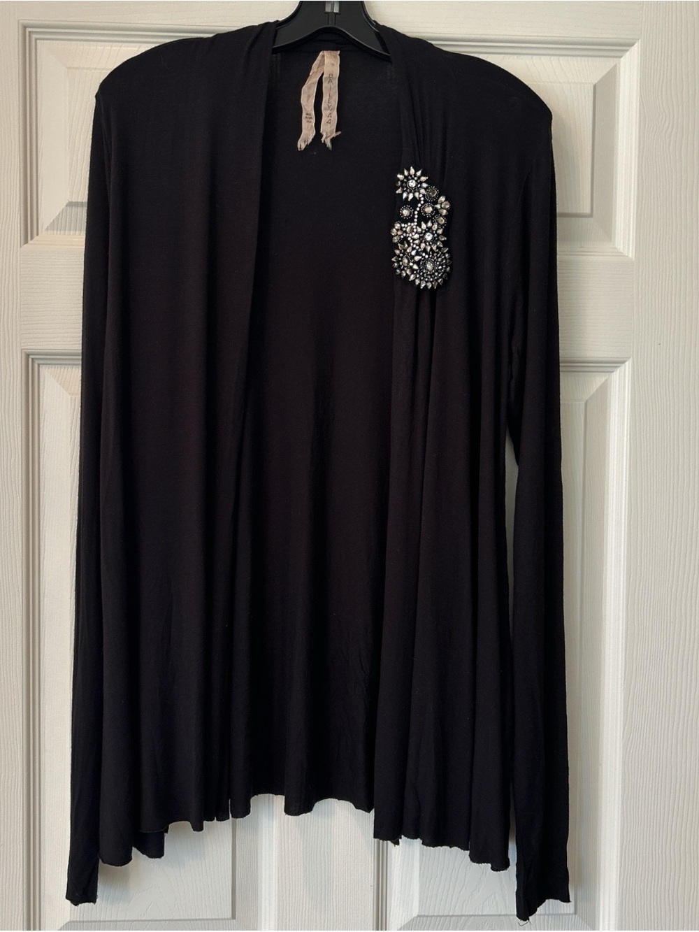 Bailey 44 Black Open Cardigan with Decorative Pin